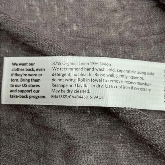 Eileen Fisher Fine Organic Linen Short Cardigan Crepe Knit Luna Purple XL $188 - Picture 10 of 10